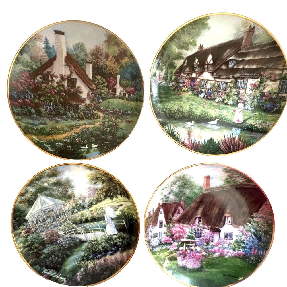 Franklin Mint Plate Set of 4 Violet Schwenig Fine Porcelain Limited Edition